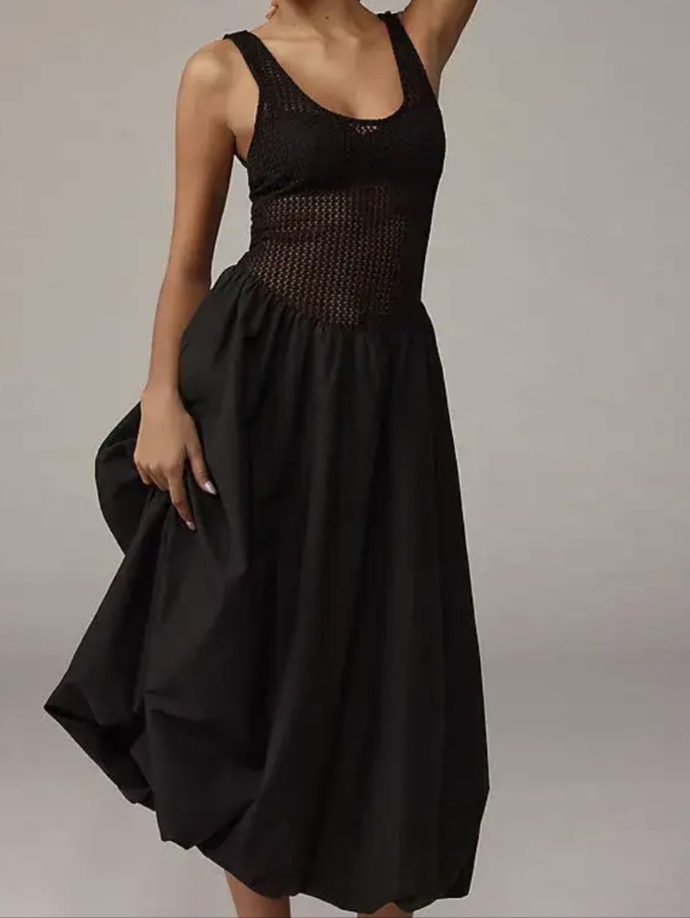 ASTR The Label Sleeveless Contrast Bubble-Hem Dress in Black Size Small